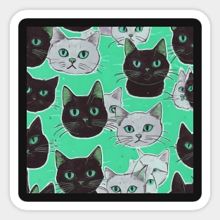 Black And White Cats Pattern Sticker